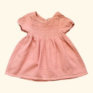 Modern Moments by Gerber dusty pink ruched A-line gauze dress Girls 12 Months